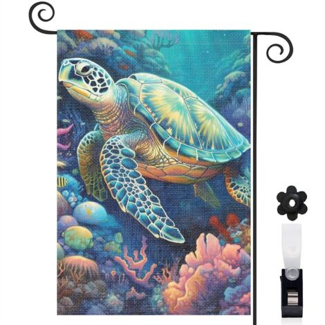 Drapeau de jardin Bienvenue en tissu résistant 45 x 30 cm vertical décoration saisonnière pour jardin (1/5)