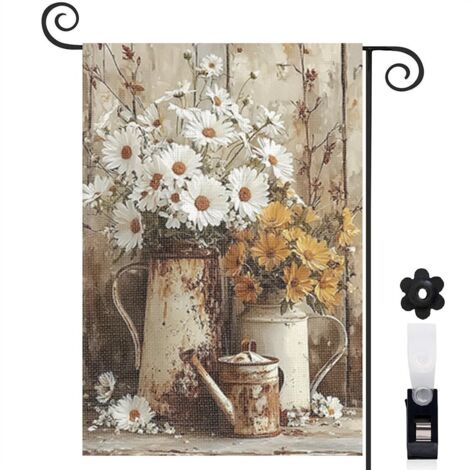 Drapeau de jardin Bienvenue en lin lavable 45 x 30 cm résistant aux intempéries mariage (1/5)