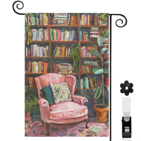 Drapeau de jardin Bienvenue en lin lavable 45 x 30 cm double face maison de campagne (1/5)