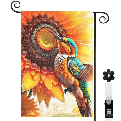 Drapeau de jardin Bienvenue en tissu résistant 45 x 30 cm double face maison de campagne (1/5)