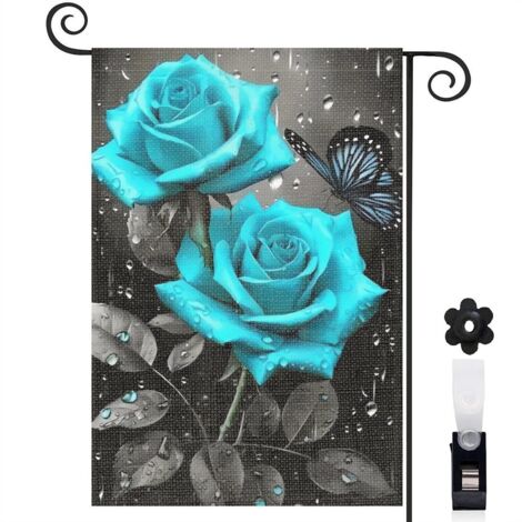 Drapeau de jardin Bienvenue en lin lavable 30 x 45 cm vertical terrasse et balcon (1/5)