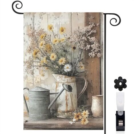 Drapeau de jardin Bienvenue en lin lavable 30 x 45 cm décoratif et élégant maison de campagne (1/5)