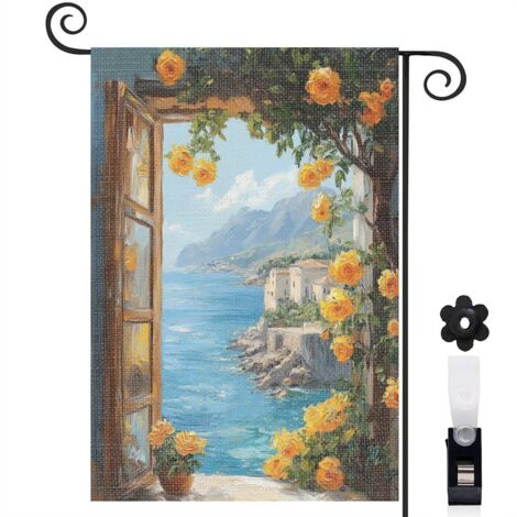Drapeau de jardin extérieur décoration pour maison de campagne toile épaisse double face 30 x 45 cm pour balcon terrasse (1/5)