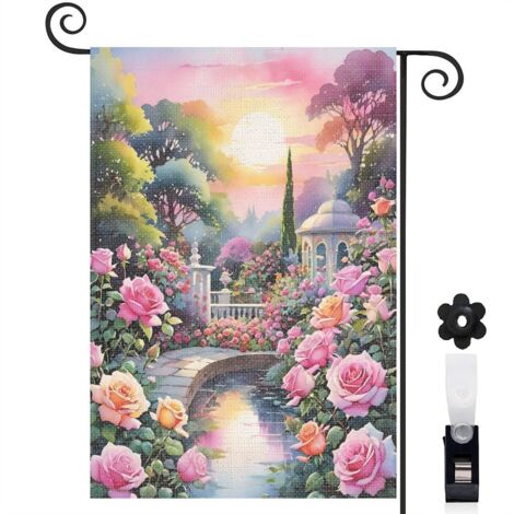 Drapeau de jardin extérieur décoration extérieure toile durable double face 30 x 45 cm pour jardin maison (1/5)
