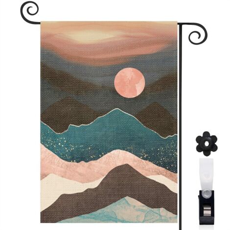 Drapeau de jardin Bienvenue en lin lavable 30 x 45 cm décoratif et élégant décoration saisonnière pour jardin (1/5)
