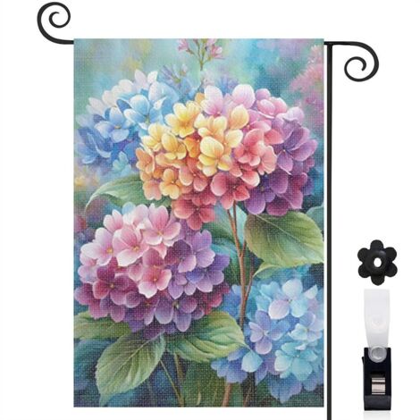 Drapeau de jardin Bienvenue en lin lavable 45 x 30 cm résistant aux intempéries décoration saisonnière pour jardin (1/5)