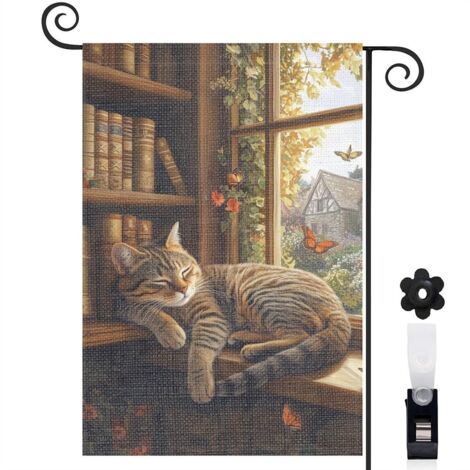 Drapeau de jardin Bienvenue en lin lavable 30 x 45 cm lavable jardin et cour (1/5)