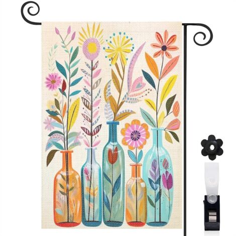 Drapeau de jardin extérieur décoration pour maison de campagne toile lavable double face 30 x 45 cm pour jardin maison (1/5)
