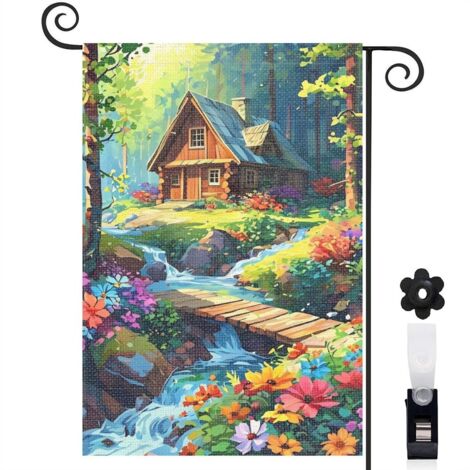 Drapeau de jardin Bienvenue en lin lavable 45 x 30 cm décoratif et élégant mariage (1/5)