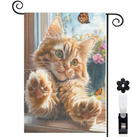 Drapeau de jardin décoratif décoration saisonnière toile lavable double face 30 x 45 cm pour balcon terrasse (1/5)