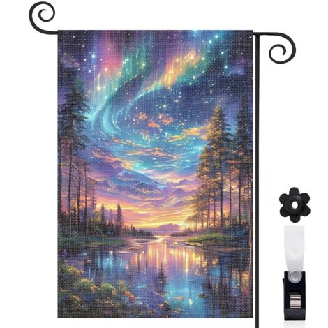 Drapeau de jardin Bienvenue en tissu résistant 45 x 30 cm vertical décoration extérieure (1/5)