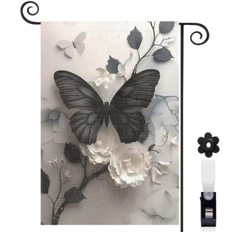 Drapeau de jardin Bienvenue en tissu résistant 30 x 45 cm facile à installer mariage (1/5)