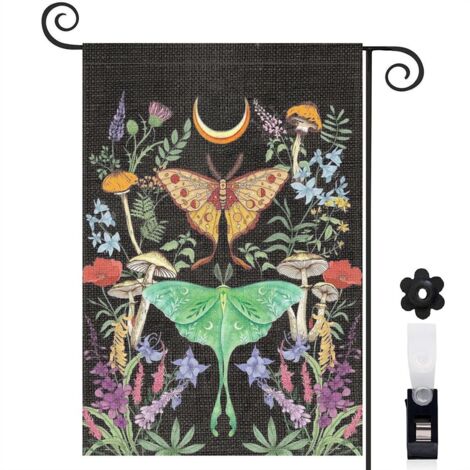 Drapeau de jardin Bienvenue en lin lavable 45 x 30 cm facile à installer jardin et cour (1/5)