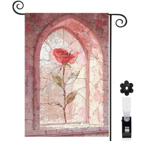 Drapeau de jardin Bienvenue en tissu polyester durable 30 x 45 cm double face entrée et porche (1/5)