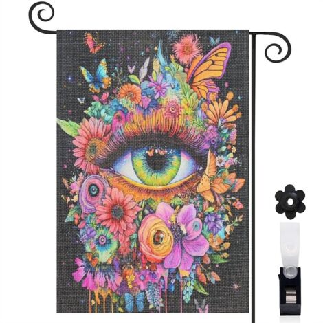 Drapeau de jardin Bienvenue en tissu polyester durable 30 x 45 cm double face décoration extérieure (1/5)