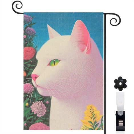 Drapeau de jardin Joyeuses saisons en toile de jute 30 x 45 cm lavable entrée et porche (1/5)