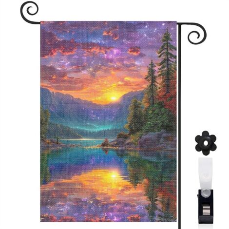 Drapeau de jardin Bienvenue en toile double face 30 x 45 cm résistant aux intempéries jardin et cour (1/5)