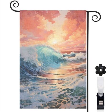Drapeau de jardin Joyeuses saisons en lin lavable 45 x 30 cm lavable jardin et cour (1/5)