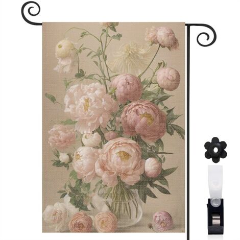 Drapeau de jardin Joyeuses saisons en toile de jute 45 x 30 cm double face décoration saisonnière pour jardin (1/5)