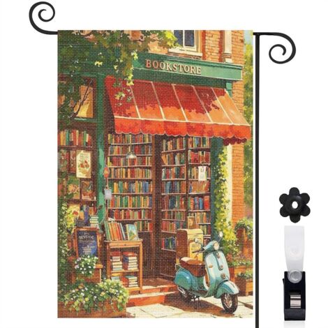 Drapeau de jardin Joyeuses saisons en lin lavable 45 x 30 cm double face entrée et porche (1/5)