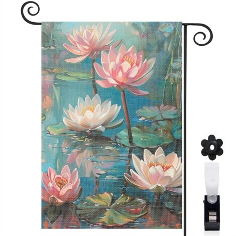 Drapeau de jardin Bienvenue en tissu polyester durable 30 x 45 cm résistant aux intempéries maison de campagne (1/5)