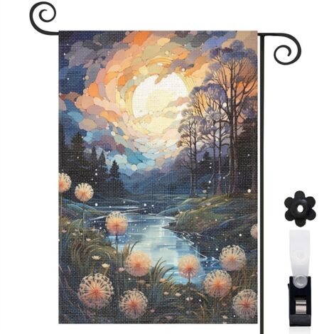 Drapeau de jardin Joyeuses saisons en toile de jute 30 x 45 cm double face maison de campagne (1/5)