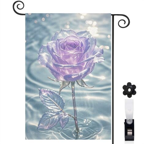 Drapeau de jardin Bienvenue en toile double face 30 x 45 cm résistant aux intempéries mariage (1/5)