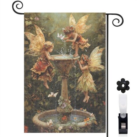 Drapeau de jardin Joyeuses saisons en tissu résistant 30 x 45 cm double face entrée et porche (1/5)