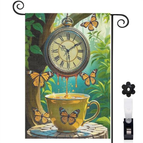 Drapeau de jardin Bienvenue en tissu polyester durable 30 x 45 cm résistant aux intempéries jardin et cour (1/5)