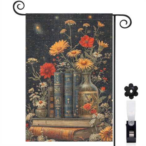 Drapeau de jardin Bienvenue en toile double face 45 x 30 cm double face jardin et cour (1/5)