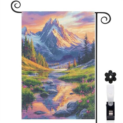 Drapeau de jardin Bienvenue en tissu polyester durable 30 x 45 cm facile à installer décoration extérieure (1/5)