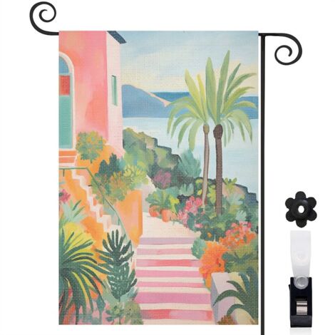 Drapeau de jardin Bienvenue en tissu polyester durable 45 x 30 cm décoratif et élégant décoration saisonnière pour jardin (1/5)