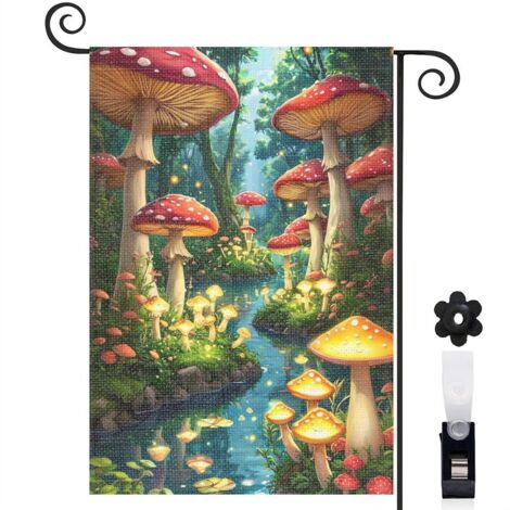 Drapeau de jardin Bienvenue en tissu polyester durable 45 x 30 cm double face décoration extérieure (1/5)