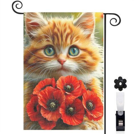 Drapeau de jardin Joyeuses saisons en lin lavable 30 x 45 cm facile à installer décoration saisonnière pour jardin (1/5)