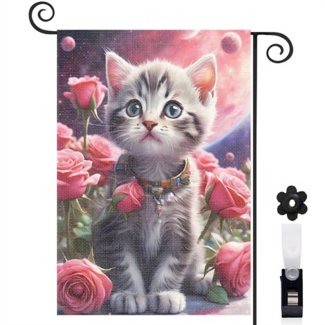 Drapeau de jardin Joyeuses saisons en lin lavable 45 x 30 cm double face décoration saisonnière pour jardin (1/5)