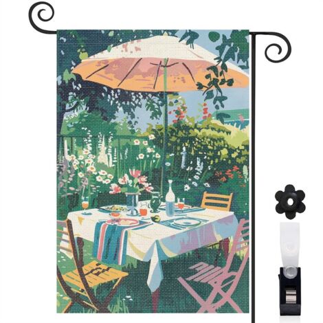 Drapeau de jardin Joyeuses saisons en lin lavable 45 x 30 cm lavable maison de campagne (1/5)