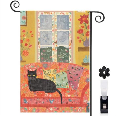 Drapeau de jardin Joyeuses saisons en tissu résistant 30 x 45 cm double face maison de campagne (1/5)