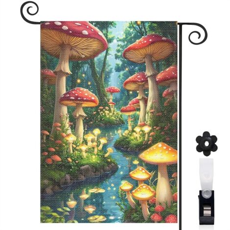 Drapeau de jardin Bienvenue en tissu polyester durable 30 x 45 cm facile à installer entrée et porche (1/5)