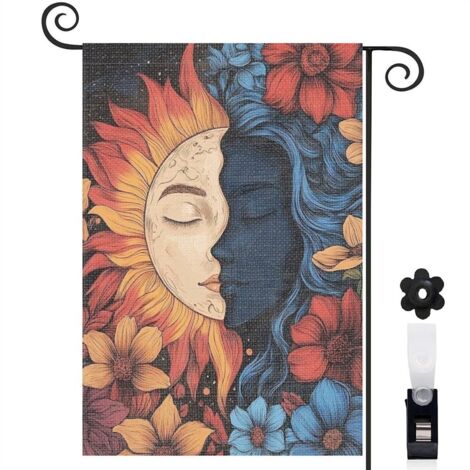 Drapeau de jardin Bienvenue en toile double face 45 x 30 cm facile à installer entrée et porche (1/5)
