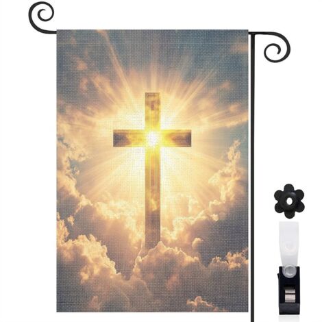 Drapeau de jardin Bienvenue en tissu polyester durable 30 x 45 cm lavable entrée et porche (1/5)