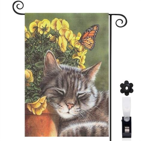 Drapeau de jardin Joyeuses saisons en lin lavable 30 x 45 cm vertical maison de campagne (1/5)