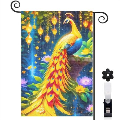 Drapeau de jardin Bienvenue en tissu résistant 45 x 30 cm décoratif et élégant terrasse et balcon (1/5)