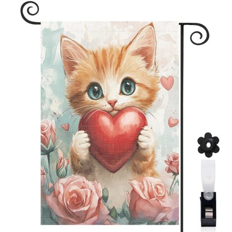 Drapeau de jardin Bienvenue en tissu polyester durable 30 x 45 cm décoratif et élégant maison de campagne (1/5)