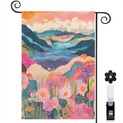 Drapeau de jardin Joyeuses saisons en tissu résistant 30 x 45 cm double face jardin et cour (1/5)