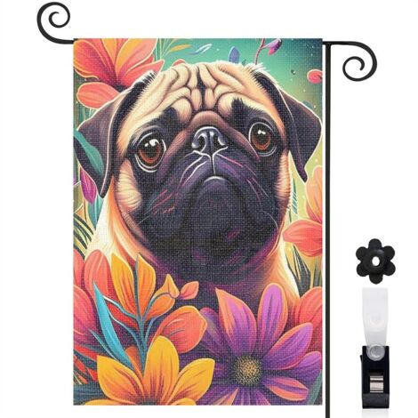 Drapeau de jardin Joyeuses saisons en toile de jute 45 x 30 cm lavable jardin et cour (1/5)