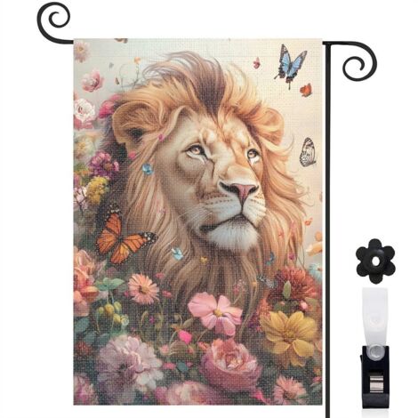 Drapeau de jardin Joyeuses saisons en lin lavable 30 x 45 cm double face décoration saisonnière pour jardin (1/5)