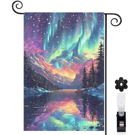 Drapeau de jardin Bienvenue en toile double face 30 x 45 cm résistant aux intempéries décoration extérieure (1/5)