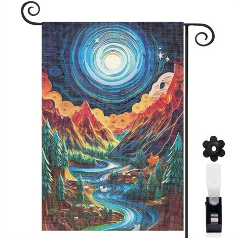 Drapeau de jardin Bienvenue en tissu polyester durable 30 x 45 cm vertical entrée et porche (1/5)