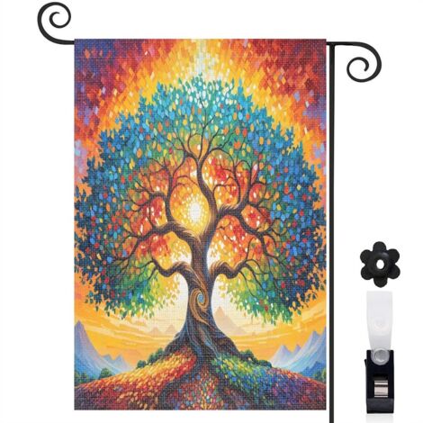 Drapeau de jardin Bienvenue en tissu polyester durable 45 x 30 cm résistant aux intempéries décoration extérieure (1/5)