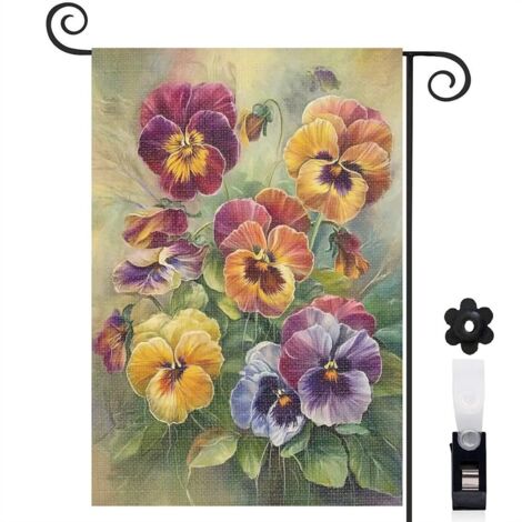 Drapeau de jardin Bienvenue en toile double face 30 x 45 cm lavable terrasse et balcon (1/5)